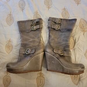 Stylish Gray Wedge Boots Kork Ease 37